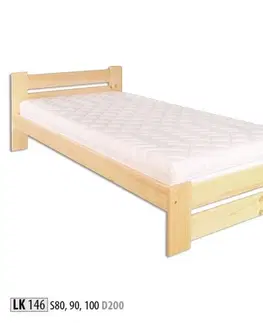 Drewmax Jednolôžková posteľ - masív LK146 | 90 cm borovica Morenie: Jelša