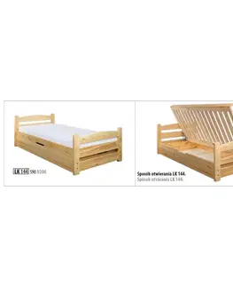 Drewmax Jednolôžková posteľ - masív LK144| 90 cm borovica Morenie: Gray