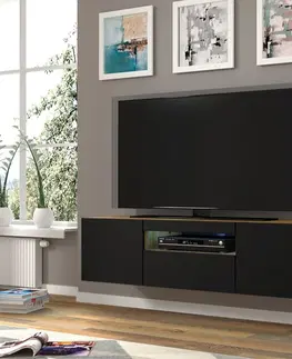 ARTBm TV stolík AURA 150 | dub artisan / čierna Variant: bez LED osvetlenia