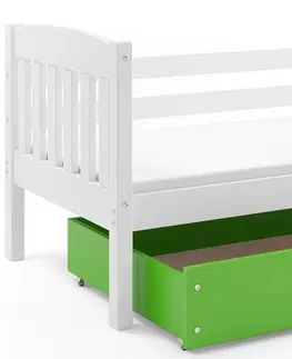 BMS Detská posteľ KUBUŠ 1 s úložným priestorom| biela Farba: biela / sivá, Rozmer.: 200 x 90 cm