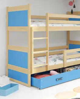 BMS Detská poschodová posteľ RICO | borovica 80 x 190 cm Farba: Modrá