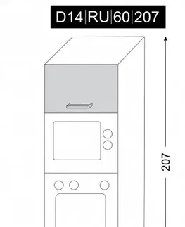 ArtExt Kuchynská skrinka vysoká pre vstavané spotrebiče SILVER | D14RU 60 207 Farba korpusu: Biela