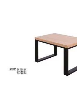 Drewmax Konferenčný stolík Metal ST374 / dub / doska 4 cm Farba: Dub bielený, Prevedenie: A 80 x 45 x 50 cm