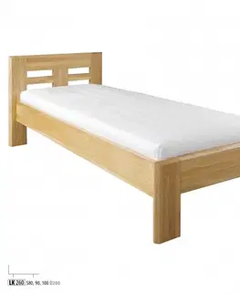 Drewmax Jednolôžková posteľ - masív LK260 | 80 cm dub Farba: Dub bielený