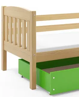BMS Detská posteľ KUBUŠ 1 s úložným priestorom | borovica Farba: Borovica / sivá, Rozmer.: 190 x 80 cm