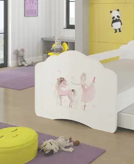 ArtAdrk Detská posteľ CASIMO II | s prístelkou a zábranou Prevedenie: Psík a mačičkou