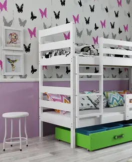 BMS Detská poschodová posteľ ERYK | biela Farba: biela / zelená, Rozmer.: 200 x 90 cm