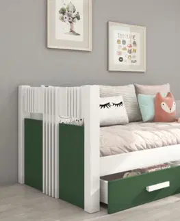 ArtAdrk Jednolôžková posteľ BIBI | 80 x 180 cm Farba: biela / zelená