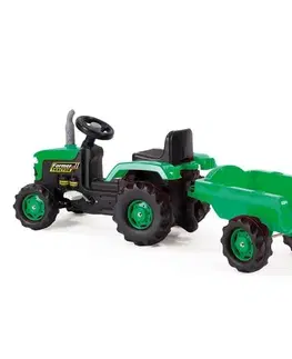 Dolu Detský traktor šliapací s vlečkou, zelená
