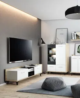 ARTBm TV stolík 2D1S BOX-09 Farba: dub artisan / biela / čierna