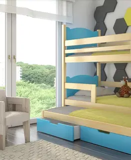 ArtAdrk Detská poschodová posteľ LETICIA Farba: Borovica / ružová