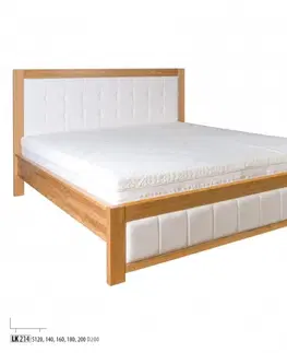 Drewmax Manželská posteľ - masív LK214 | 140 cm dub Farba: Dub bielený / Vienna ( ekokoža)