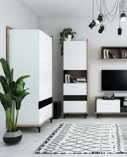 WIP TV stolík BOX-08 Farba: dub sonoma svetlá / biela / čierna 