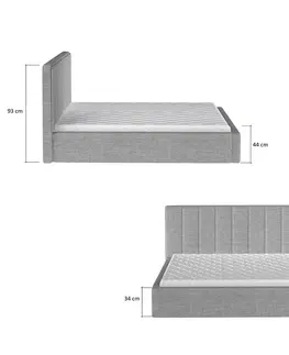 ArtElta Manželská posteľ AUDREY s úložným priestorom | 140 x 200 cm Farba: Sivá / Monolith 84