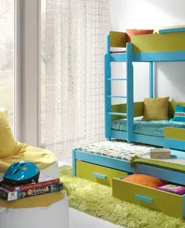 ArtBed Detská poschodová posteľ s prístelkou QUATRO Prevedenie: Morenie - Farba