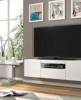 ARTBm TV stolík AURA 150 | biely lesk Variant: bez LED osvetlenia