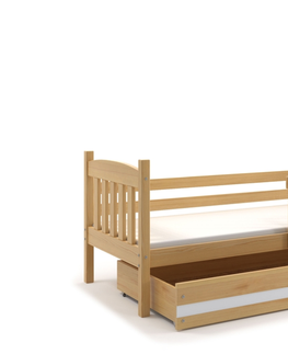 BMS Detská posteľ KUBUŠ 1 s úložným priestorom | borovica Farba: Borovica / sivá, Rozmer.: 160 x 80 cm