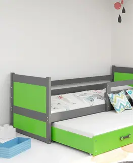 BMS Detská posteľ s prístelkou RICO 2 | sivá 90 x 200 cm Farba: Modrá
