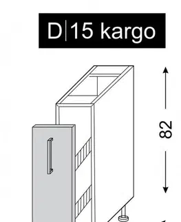 ArtExt Kuchynská skrinka spodná FLORENCE lesk | D15 s cargo košom Farba korpusu: Grey
