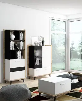 ARTBm TV stolík BOX-08 Farba: dub burgun / biela / čierna 