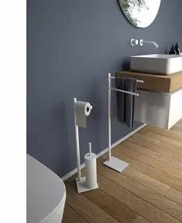 GEDY TR3222 Trilly stojan s držiakom na toaletný papier a WC štetkou, hranatý, biela matná