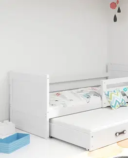 BMS Detská posteľ  s prístelkou RICO 2 | biela 80x190 cm Farba: Ružová