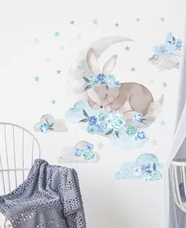 Bayo Samolepka na stenu Spiaci králik, modrá