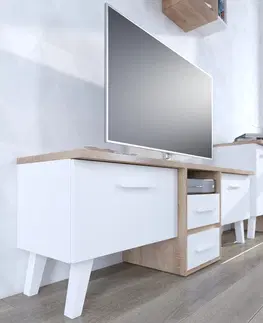 ARTBm TV stolík NORDIS-14 | 3D Farba: craft tobaco/biely