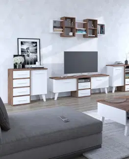 WIP TV stolík NORDIS-14 | 3D Farba: craft tobaco/biely