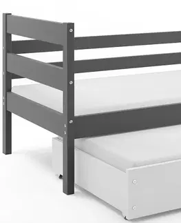 BMS Detská posteľ s prístelkou ERYK 2 | sivá Farba: Sivá / zelená, Rozmer.: 190 x 80 cm