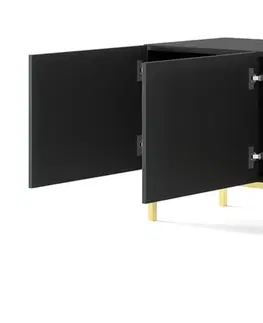 ARTBm TV stolík RAVENNA F 4D 200  | čierna matná / zelená Prevedenie: Čierny mat / zelená / čierna kovová podnož
