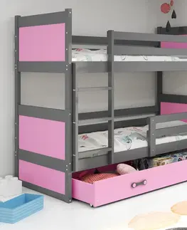 BMS Detská poschodová posteľ RICO | sivá 80 x 160 cm farba: biela