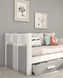 ArtAdrk Jednolôžková posteľ BIBI | 90 x 200 cm Farba: Biela / dub sonoma