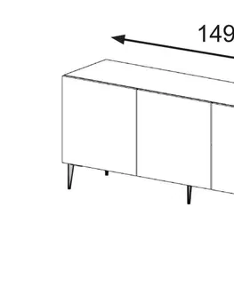 ARTBm TV stolík RAVENNA B 3D 150  | biela matná Prevedenie: Biela matná / zlatá podnož