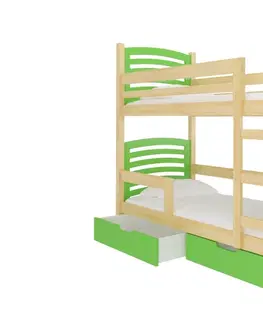 ArtAdrk Detská poschodová posteľ MARABA Farba: Borovica / zelená