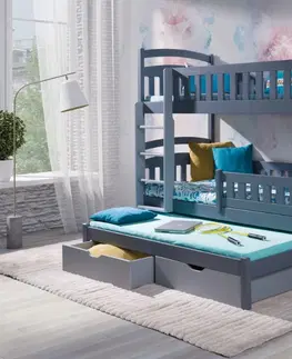 ArtBed Detská poschodová posteľ s prístelkou DOMINIK III Prevedenie: Morenie - Farba