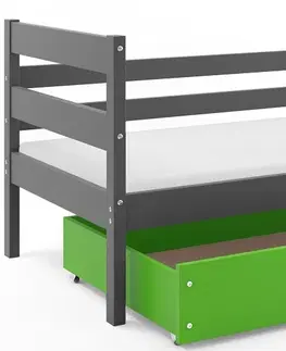 BMS Detská jednolôžková posteľ ERYK | sivá Farba: Sivá / zelená, Rozmer.: 190 x 80 cm