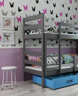 BMS Detská poschodová posteľ ERYK / sivá Farba: Sivá / ružová, Rozmer.: 190 x 80 cm