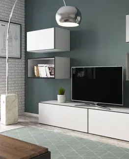 ArtCam TV stolík ROCO RO-1 roco: korpus čierny mat / okraj čierny mat / dvierka biely mat