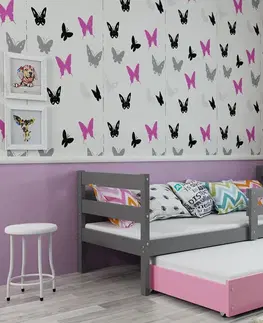 BMS Detská posteľ s prístelkou ERYK 2 | sivá Farba: Sivá / biela, Rozmer.: 190 x 80 cm
