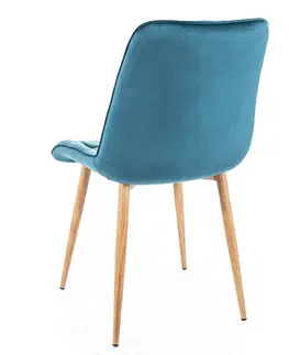 Signal Jedálenská stolička CHIC D VELVET | drevené nohy Farba: Zelená / Bluvel 78
