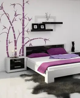 WIP Manželská posteľ VIKI 11 | bez roštu Farba: Biela / čierny lesk