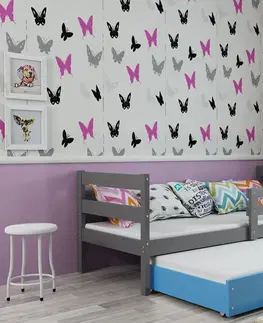 BMS Detská posteľ s prístelkou ERYK 2 | sivá Farba: Sivá / biela, Rozmer.: 190 x 80 cm