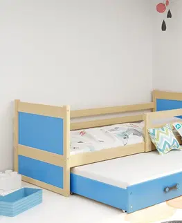BMS Detská posteľ s prístelkou RICO 2 | borovica 90 x 200 cm Farba: Zelená