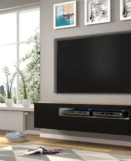ARTBm TV stolík AURA 200 | dub artisan/čierny mat Variant: bez LED osvetlenia