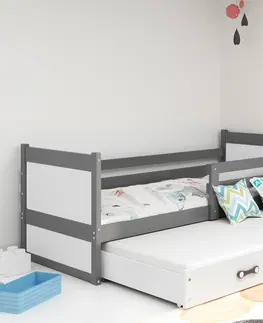 BMS Detská posteľ s prístelkou RICO 2 | sivá 90 x 200 cm Farba: Ružová