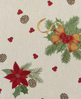 BO-MA Trading Vianočný obrus gobelín Mašle, 100 x 100 cm