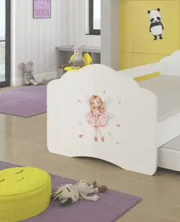 ArtAdrk Detská posteľ CASIMO II | s prístelkou a zábranou Prevedenie: Psík a mačičkou