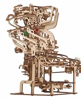 Ugears 3D drevené mechanické puzzle Guľôčková dráha reťazová