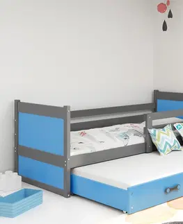 BMS Detská posteľ s prístelkou RICO 2 | sivá 90 x 200 cm Farba: Sivá
